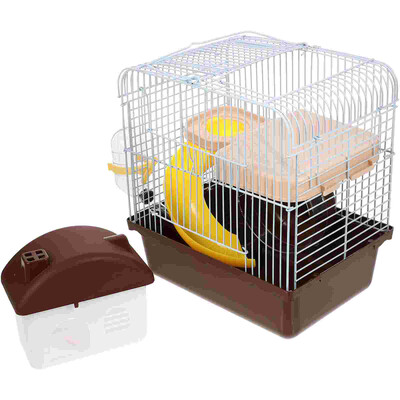 Vilă cușă pentru hamsteri transparente Habitat pe două niveluri pentru animale de companie mici, iepure de călătorie chinchilla