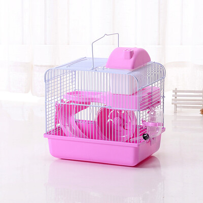 Vilă cușă pentru hamsteri transparente Habitat pe două niveluri pentru animale de companie mici, iepure de călătorie chinchilla