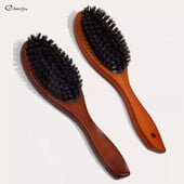 New Arrival Hair Brush Wood Handle Boar Bristle Beard Comb Styling Detangling Iighten Brown Lotus Boar Bristles Μασάζ χτένα