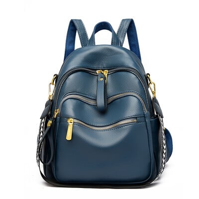 Дамски меки раници от естествена кожа Vintage Дамски чанти през рамо Sac a Dos Ежедневни туристически дамски раници Mochilas Ученически чанти