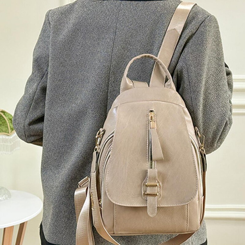 Puha műbőr hátizsák Retro stílusú női hátizsák lopásgátlóval, nagy kapacitású, állítható pántokkal iskolába