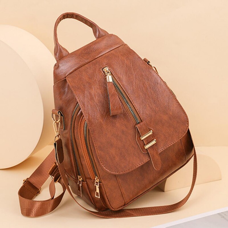 Puha műbőr hátizsák Retro stílusú női hátizsák lopásgátlóval, nagy kapacitású, állítható pántokkal iskolába