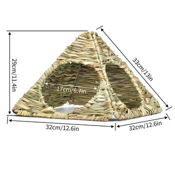 Κλουβιά από άχυρο κουνελιών Χειροποίητο υφαντό παιχνίδι για μάσημα σήραγγα με άχυρο για κουνελάκια, μικρό κατοικίδιο