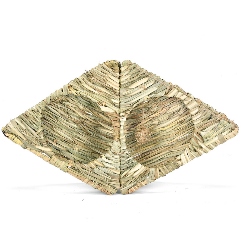 Trušu salmu būri Trušu zāles tunelis ar rokām darināta austa košļājamā rotaļlieta, paslēpšanās būda Rotaļlieta, silta būda zaķiem, maziem mājdzīvniekiem