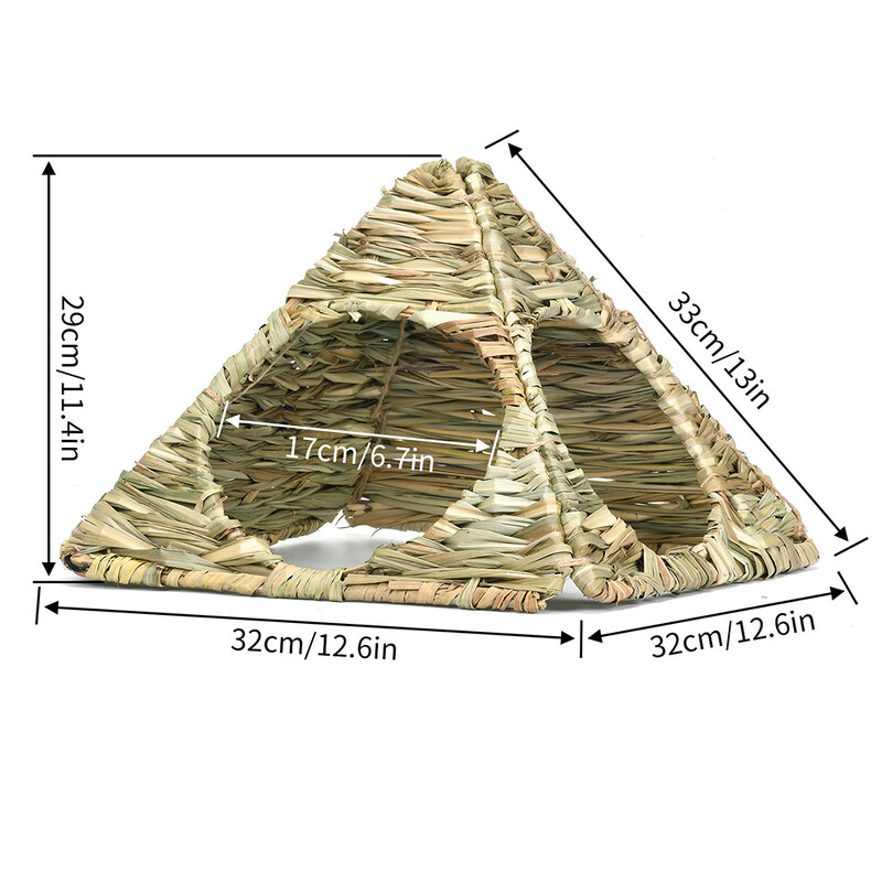 Trušu salmu būri Trušu zāles tunelis ar rokām darināta austa košļājamā rotaļlieta, paslēpšanās būda Rotaļlieta, silta būda zaķiem, maziem mājdzīvniekiem