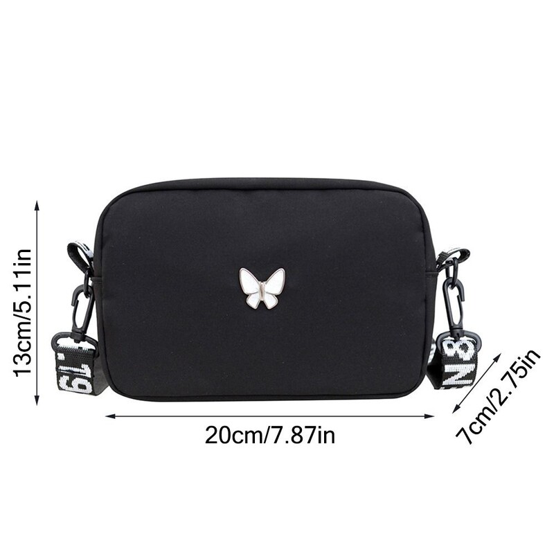 Найлонова чанта за подарък през рамо Butterly Black&white Crossbody Bag Trend Wide Belt Messenger bag