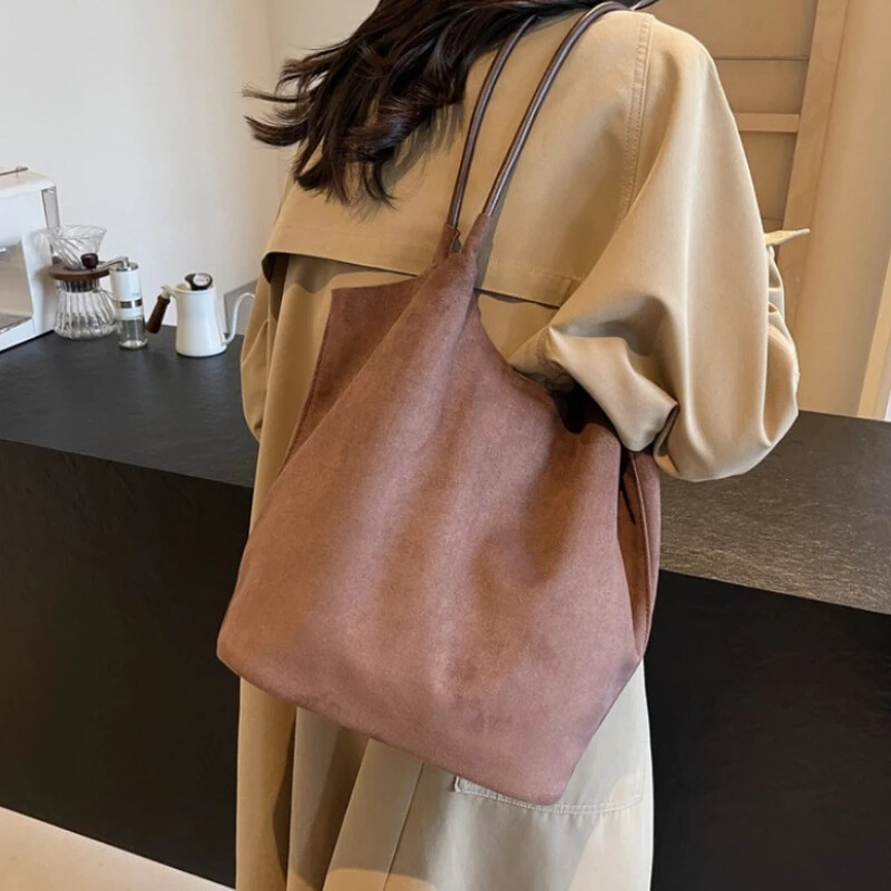 Őszi téli vintage női táska nagy kapacitású velúr válltáska egyszínű Egyszerű alkalmi utazótáska Retro kézitáskák