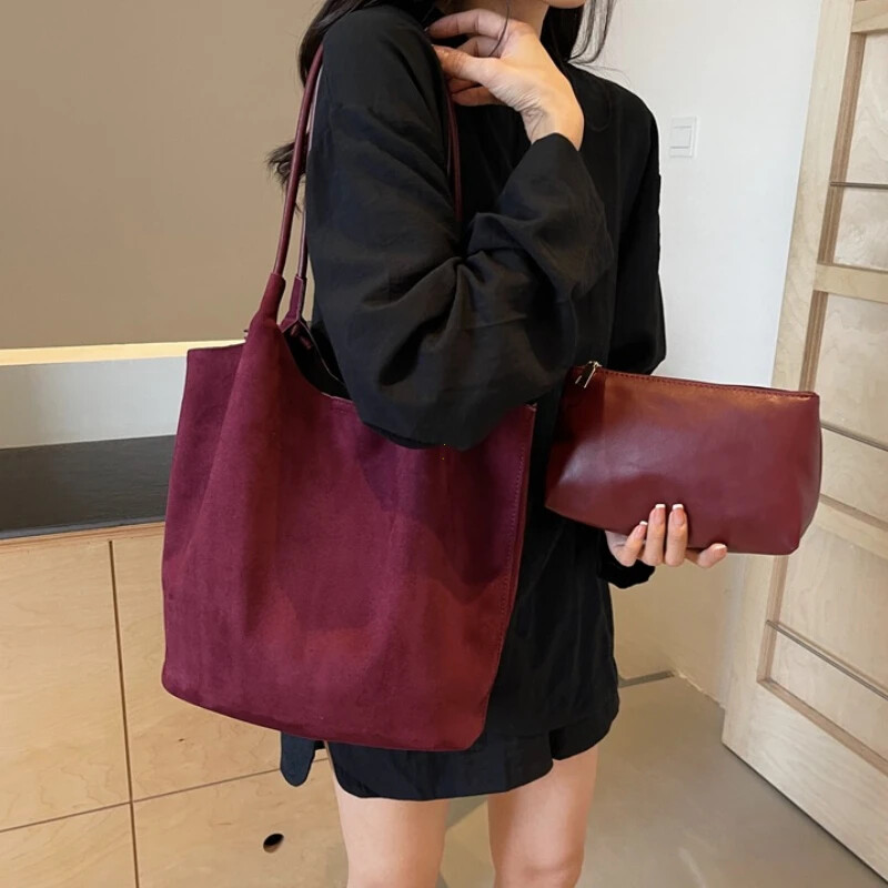 Őszi téli vintage női táska nagy kapacitású velúr válltáska egyszínű Egyszerű alkalmi utazótáska Retro kézitáskák