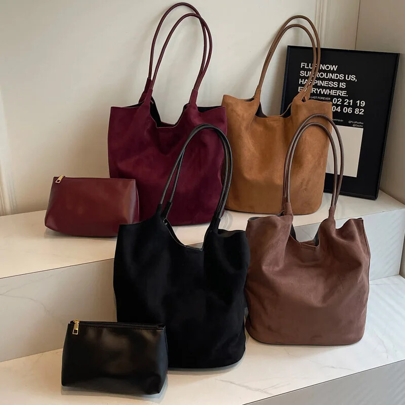 Őszi téli vintage női táska nagy kapacitású velúr válltáska egyszínű Egyszerű alkalmi utazótáska Retro kézitáskák