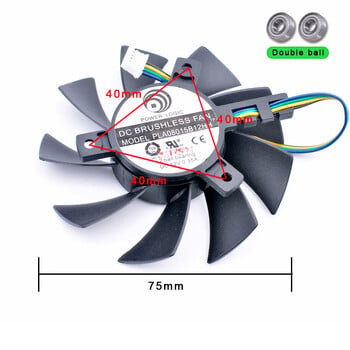 PLA08015B12HH Диаметър 75 mm, стъпка на отвора 40 mm DC12V 0.35 A 4 линии 4pin Охлаждащ вентилатор с двоен сачмен лагер за графична карта