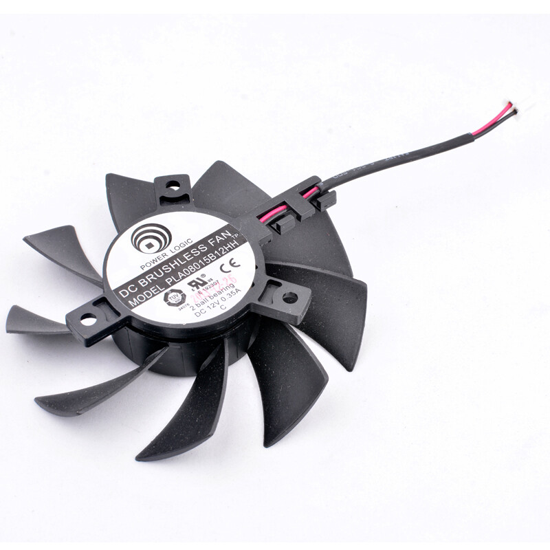 PLA08015B12HH Skersmuo 75 mm, skylės žingsnis 40 mm DC12V 0,35A 4 eilučių 4 kontaktų aušinimo ventiliatorius su dvigubu rutuliniu guoliu, skirtas vaizdo plokštei