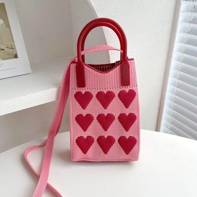 Kórejská módna pletená mini štvorcová kabelka pre ženy, malé mobilné telefóny, tašky cez rameno, dievčenské roztomilé vonkajšie crossbody tašky