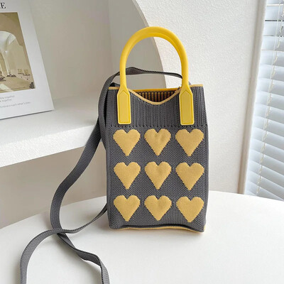 Kórejská módna pletená mini štvorcová kabelka pre ženy, malé mobilné telefóny, tašky cez rameno, dievčenské roztomilé vonkajšie crossbody tašky