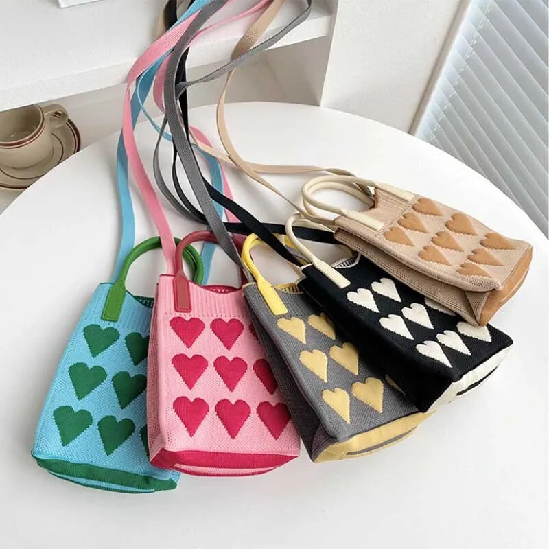 Kórejská módna pletená mini štvorcová kabelka pre ženy, malé mobilné telefóny, tašky cez rameno, dievčenské roztomilé vonkajšie crossbody tašky