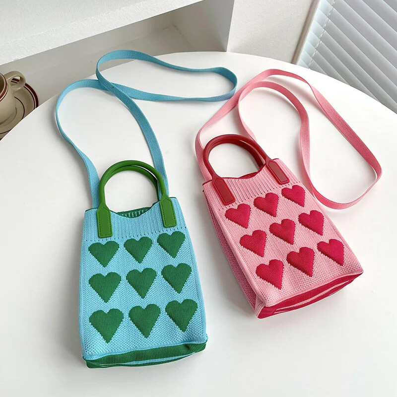 Kórejská módna pletená mini štvorcová kabelka pre ženy, malé mobilné telefóny, tašky cez rameno, dievčenské roztomilé vonkajšie crossbody tašky