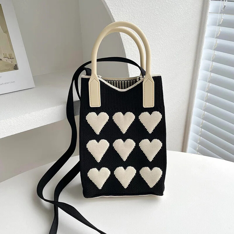 Kórejská módna pletená mini štvorcová kabelka pre ženy, malé mobilné telefóny, tašky cez rameno, dievčenské roztomilé vonkajšie crossbody tašky