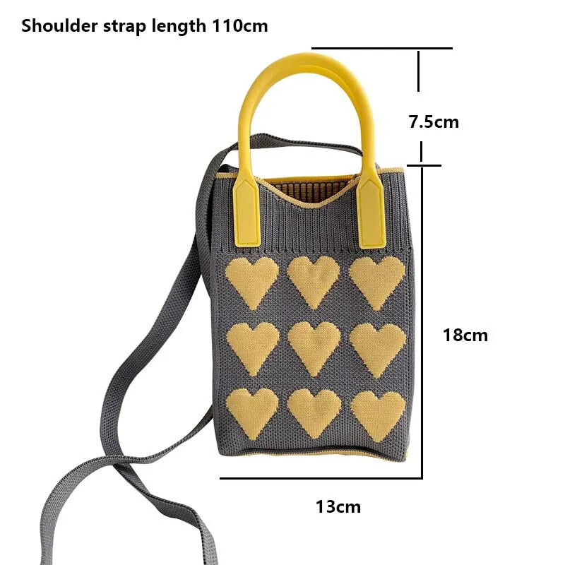 Kórejská módna pletená mini štvorcová kabelka pre ženy, malé mobilné telefóny, tašky cez rameno, dievčenské roztomilé vonkajšie crossbody tašky