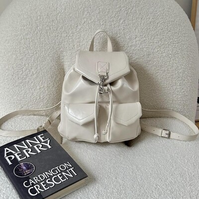 Y2K vintage ezüst női hátizsák PU bőr iskolatáskák tinédzsereknek lányoknak luxus hátizsákok kis húzózsinóros háti hátizsák