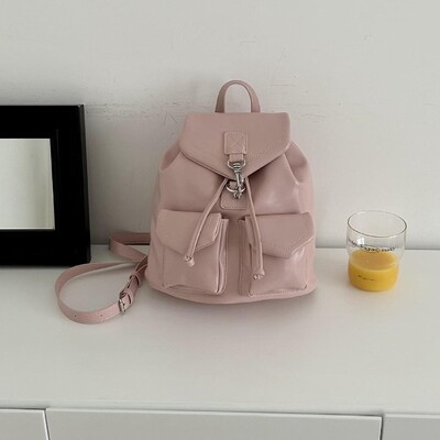 Y2K vintage ezüst női hátizsák PU bőr iskolatáskák tinédzsereknek lányoknak luxus hátizsákok kis húzózsinóros háti hátizsák