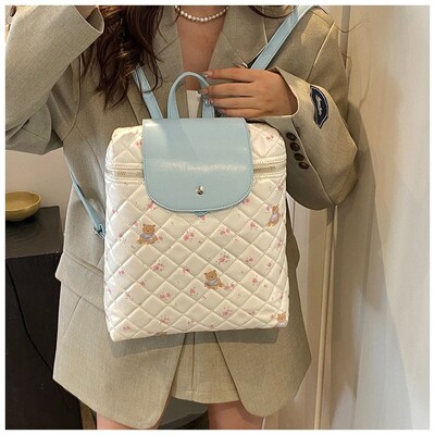JIAERDI Harajuku Medvedí potlač Y2k Mochila Dámsky preppy štýl Pu kožený elegantný mini batoh Dámsky vintage roztomilý školský batoh