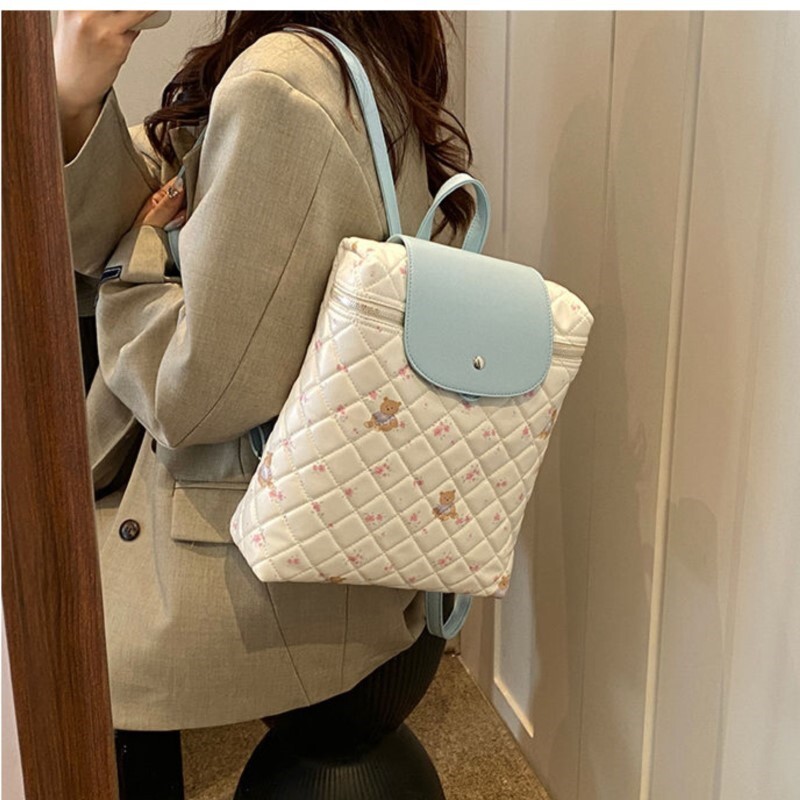 JIAERDI Harajuku Medvedí potlač Y2k Mochila Dámsky preppy štýl Pu kožený elegantný mini batoh Dámsky vintage roztomilý školský batoh