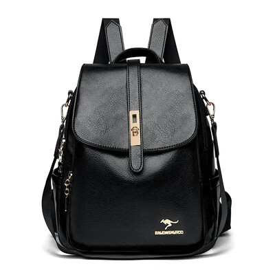 Prabangi moteriška minkšta odinė kuprinė Mados dizaineris Moteriškas minkštas PU odinis mokyklinis krepšys Didelės talpos kelioniniai krepšiai Mochila Sac