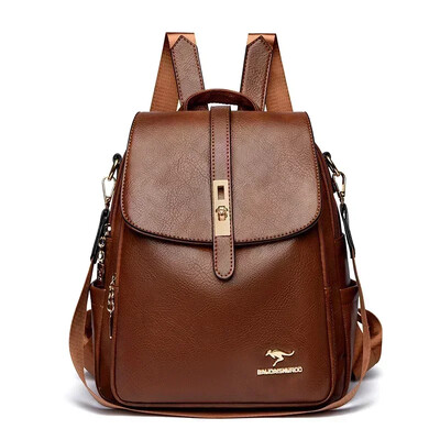 Prabangi moteriška minkšta odinė kuprinė Mados dizaineris Moteriškas minkštas PU odinis mokyklinis krepšys Didelės talpos kelioniniai krepšiai Mochila Sac