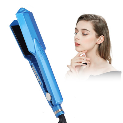 Преса за коса Wide Titanium Flat Iron за професионално изправяне на коса 470F° Бързо загряваща ютия с двойно напрежение