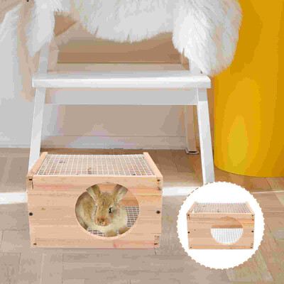 Žiurkėno namelis Naminių gyvūnėlių miegamasis namas Triušio lizdas Medinis žaislas Dekoratyvinis geležies tinklas Tvirtas Mažų gyvūnų mylėtojų narvas