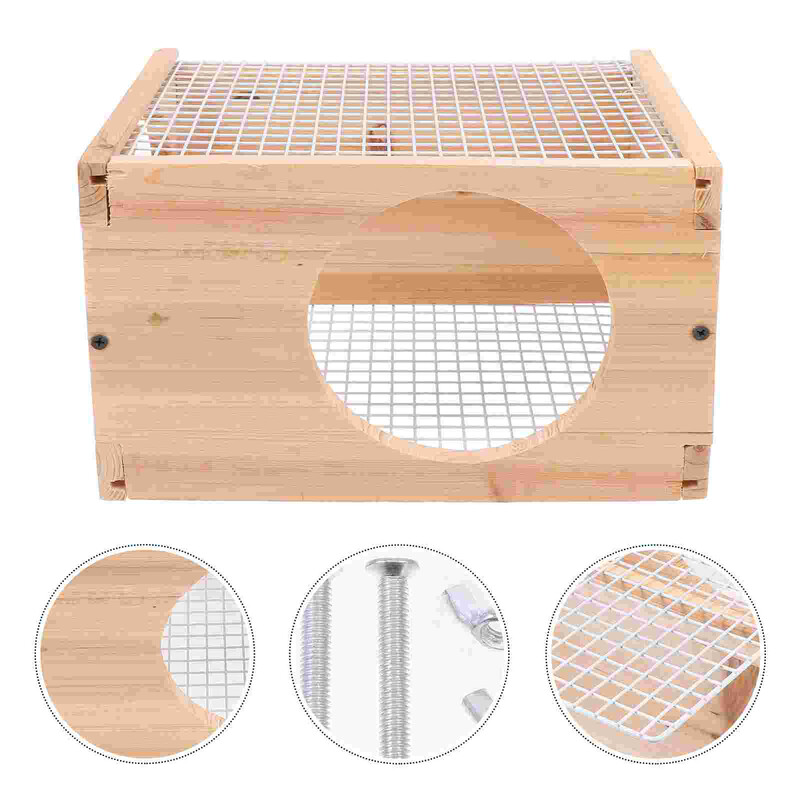 Žiurkėno namelis Naminių gyvūnėlių miegamasis namas Triušio lizdas Medinis žaislas Dekoratyvinis geležies tinklas Tvirtas Mažų gyvūnų mylėtojų narvas