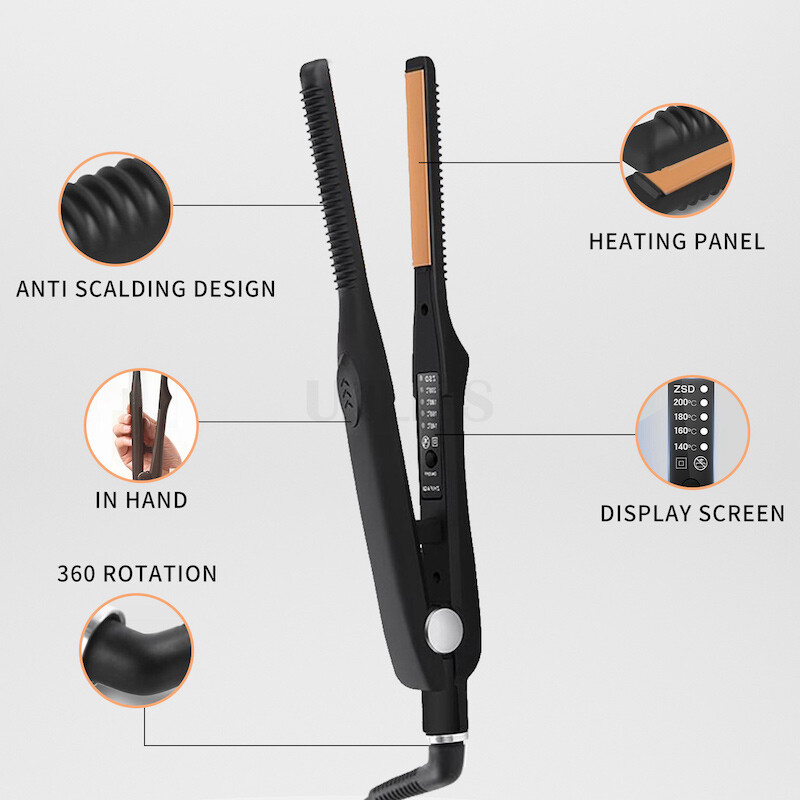 Φορητό ισιωτικό μαλλιών Κεραμικό μίνι επίπεδο σίδερο Ισιωτικό μαλλιών Οθόνη LED 2-σε-1 εργαλεία styling ισιώματος μαλλιών