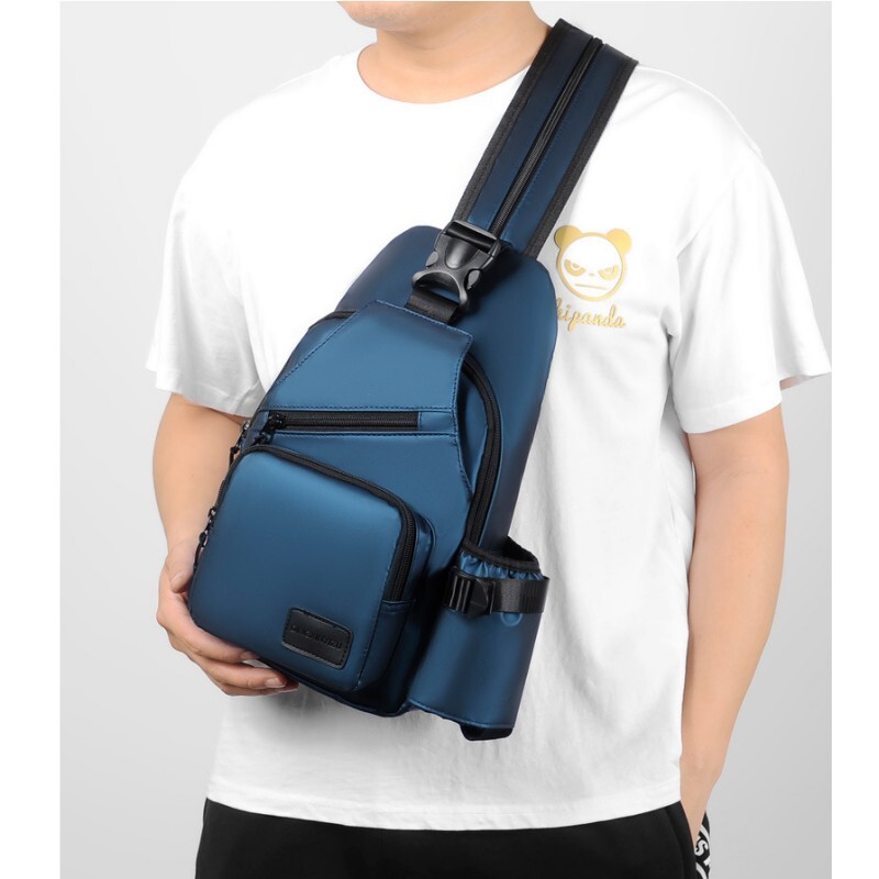 2023 USB töltő férfi mellkas táska keresztben váll Fanny Pack férfi kézitáska kültéri nyak oldal keresztben tornatáskák férfi hátizsák