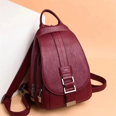 Novi ženski kožni ruksaci Ženski vintage ruksak za tinejdžerice Školska torba za prsa Putna torba Ženski Sac A Dos ruksak