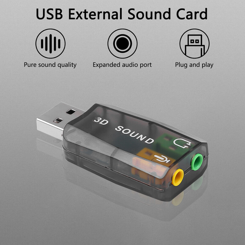 Placă de sunet USB Mini placă de sunet externă Interfață USB la 3,5 mm Adaptor audio stereo pentru căști pentru laptop Win 7 8 difuzor Android