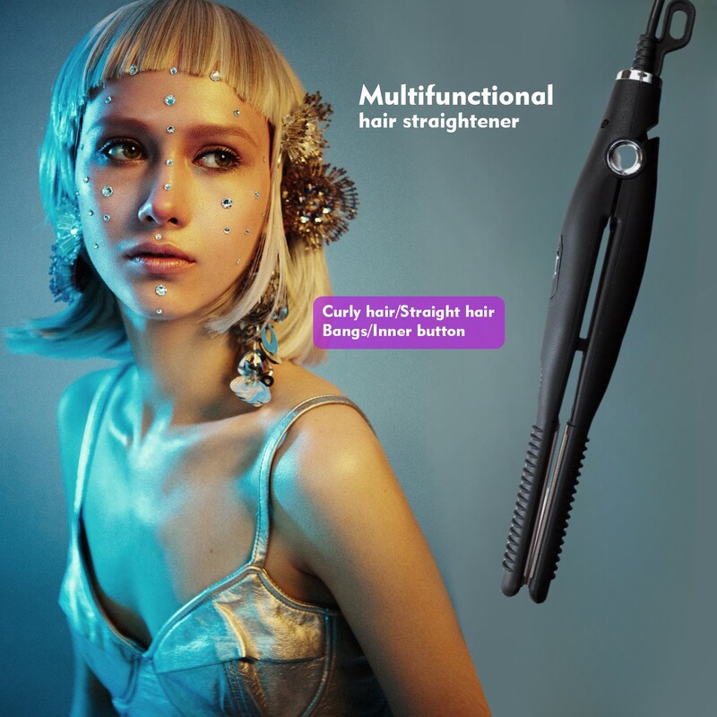 Matu taisnotājs 2 vienā matu ruļļi Profesionāls keramikas gludeklis īsiem matiem sievietēm un vīriešiem bārdas taisnotājs