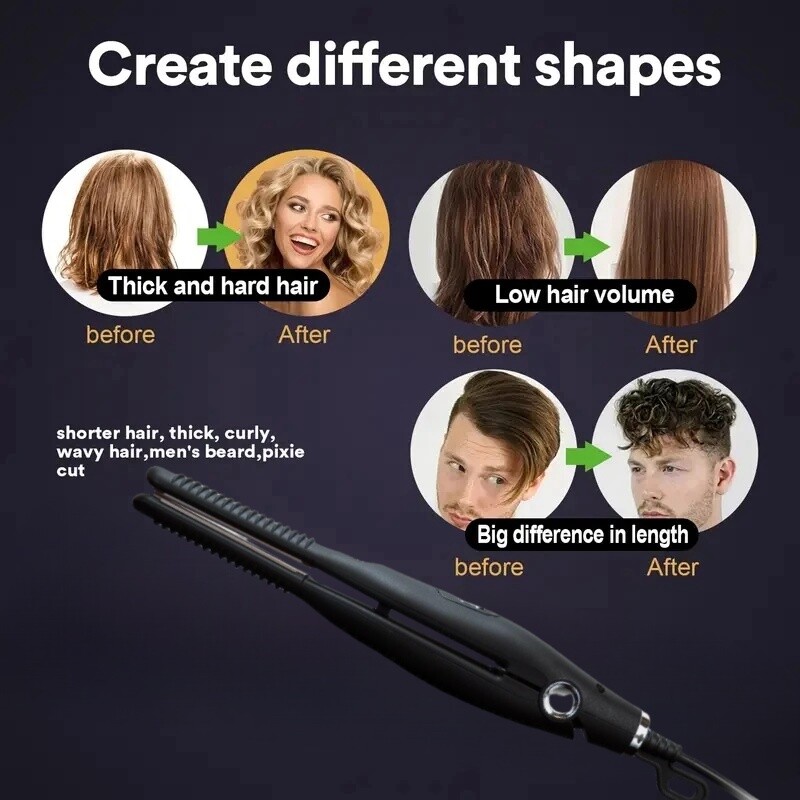 Matu taisnotājs 2 vienā matu ruļļi Profesionāls keramikas gludeklis īsiem matiem sievietēm un vīriešiem bārdas taisnotājs