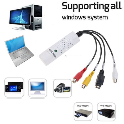 USB 2.0 vaizdo įrašymo garso griebtuvo kortelės adapteris USB VHS dėžutė VHS DVD VCR TV į skaitmeninį keitiklį, skirtą Windows 7 8 10