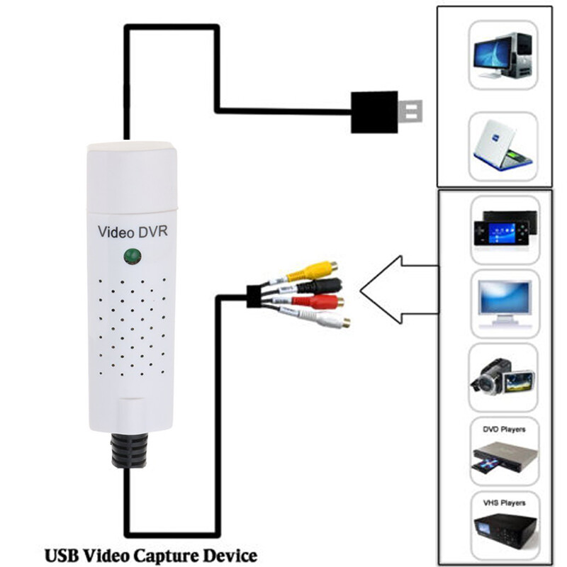 USB 2.0 vaizdo įrašymo garso griebtuvo kortelės adapteris USB VHS dėžutė VHS DVD VCR TV į skaitmeninį keitiklį, skirtą Windows 7 8 10