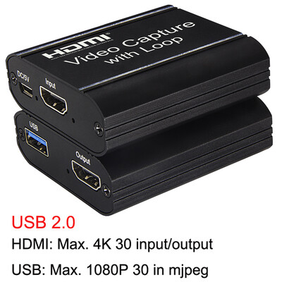 Fiksavimo kortelė 1080P 4K HDMI vaizdo fiksavimo įrenginys USB 2.0 HDMI fiksavimo kortelės raktas žaidimų įrašymo įrenginys Tiesioginio srauto transliacijos kilpa
