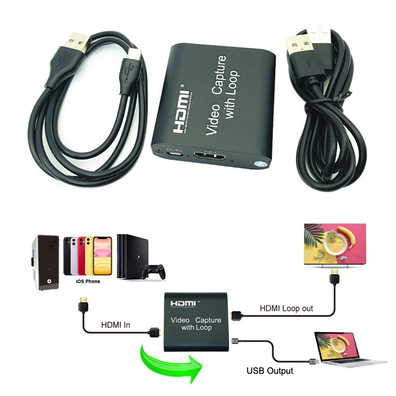 Fiksavimo kortelė 1080P 4K HDMI vaizdo fiksavimo įrenginys USB 2.0 HDMI fiksavimo kortelės raktas žaidimų įrašymo įrenginys Tiesioginio srauto transliacijos kilpa