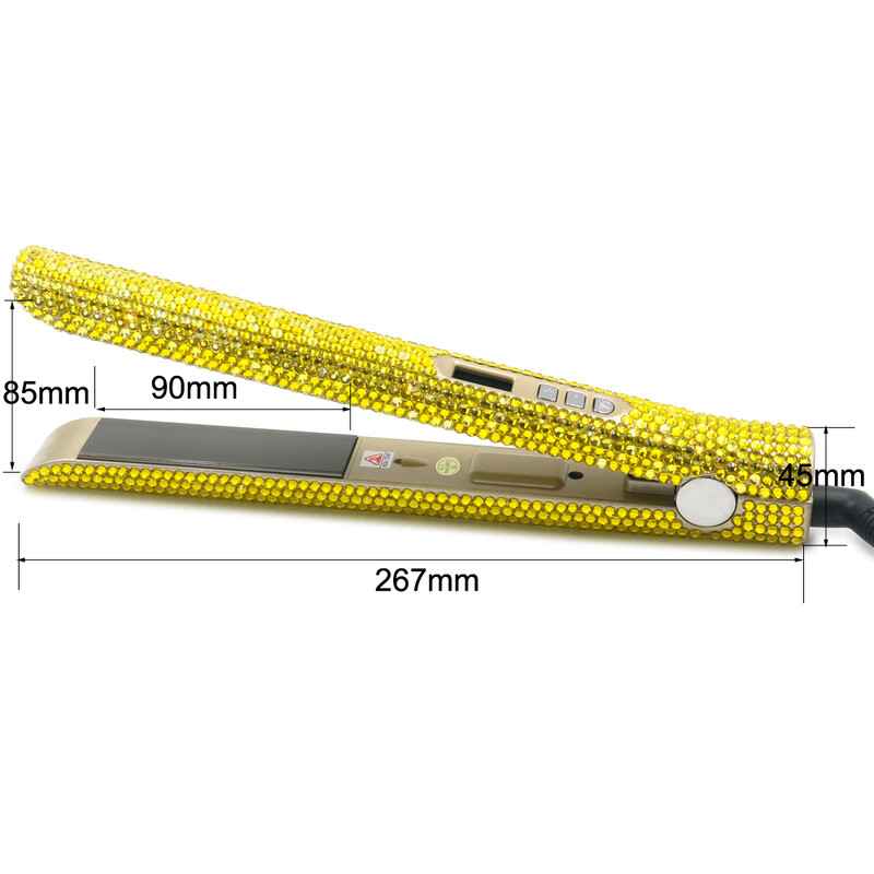 Matu taisnotājs un ruļļi Titāna Rhinestone matu taisnotājs Dzelzs planchas para el cabello 2 in 1 iztaisnošanas kērlings