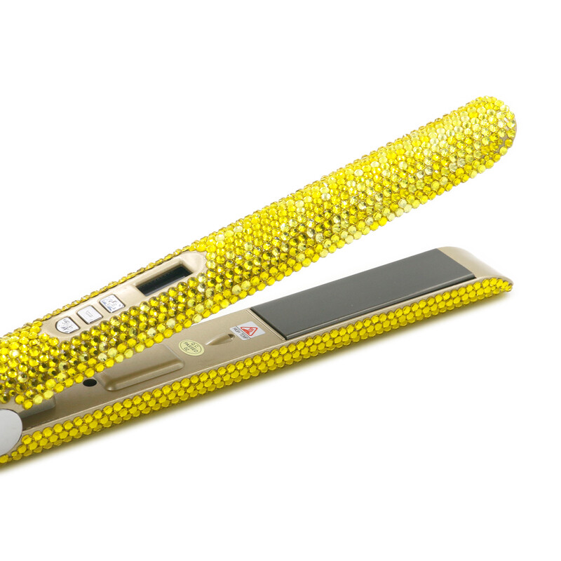 Matu taisnotājs un ruļļi Titāna Rhinestone matu taisnotājs Dzelzs planchas para el cabello 2 in 1 iztaisnošanas kērlings