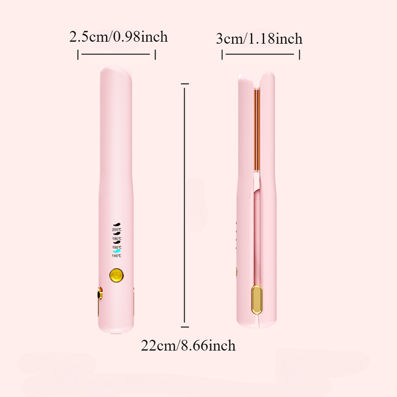 Divi vienā USB bezvadu matu taisnotājs, matu veidošanas skava, rozā ruļļi, pārnēsājami ceļojumu kopmītnes studenti, unikāla dāvana