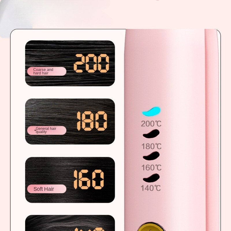 Divi vienā USB bezvadu matu taisnotājs, matu veidošanas skava, rozā ruļļi, pārnēsājami ceļojumu kopmītnes studenti, unikāla dāvana