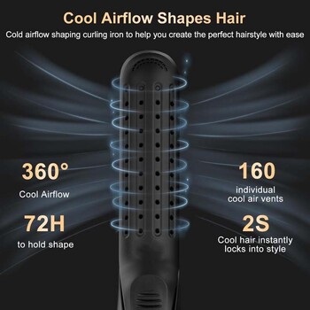 2 в 1 Cool Air Airflow Hair Styler Сешоар с йонна сешоар за коса Straight Shot Blow Drying Flat Iron LED дисплей Hairstyler