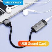 Externá zvuková karta Vention USB na AUX jack 3,5 mm adaptér pre slúchadlá, audio mikrofón, zvuková karta 7.1, voľný disk pre počítač, notebook