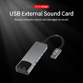 6v1 USB externá zvuková karta USB na 3,5 mm audio adaptér USB na slúchadlá s mikrofónom, externá optická zvuková karta s funkciou zmiešaného zvuku