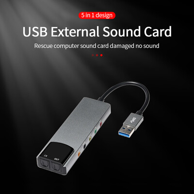 6in1 USB ārējā skaņas karte USB līdz 3,5 mm audio adapteris USB austiņām mikrofons Ārējā optiskās šķiedras skaņas karte jauktas skaņas funkcija