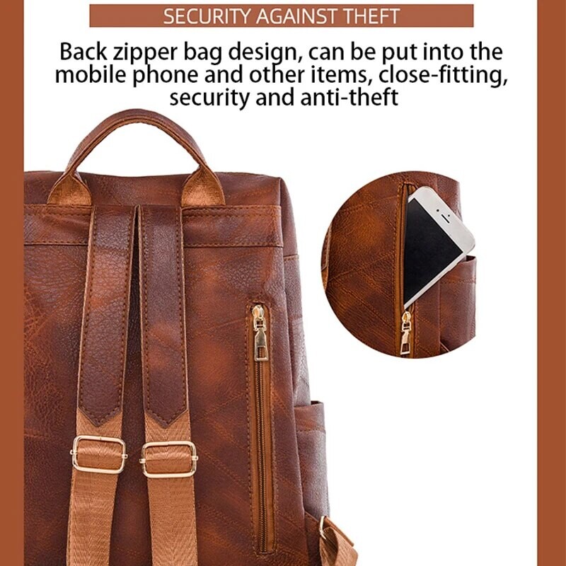 Vintažinis moteriškas didelės talpos odinis kasdieninis kelionės į darbą ir atgal moteriškas kuprinės pirkimas