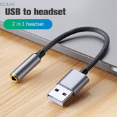Placă de sunet USB 20CM Adaptor pentru căști audio USB la 3,5 mm Placă de sunet externă Placă audio pentru microfon, căști, computer, computer